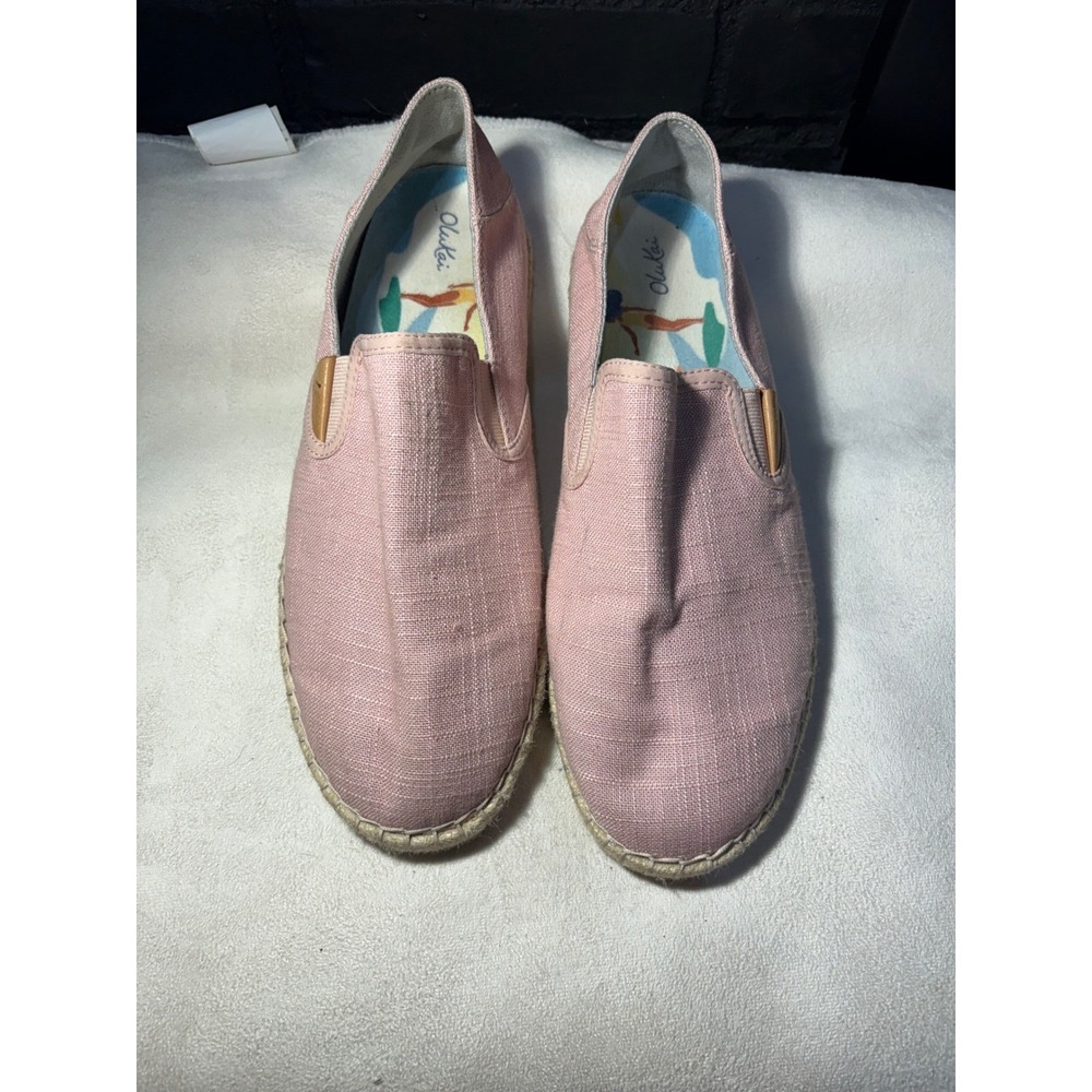 OluKai Espadrille Women 9.5 Pink Kaula Pa'akapa Slip On Textile Flat 20449-4L4L